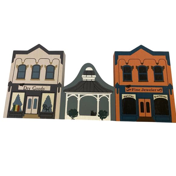 The Cat’s Meow Series III Lot of 10 Wooden Buildings 1985 – Vintage Village Set - Picture 4 of 6